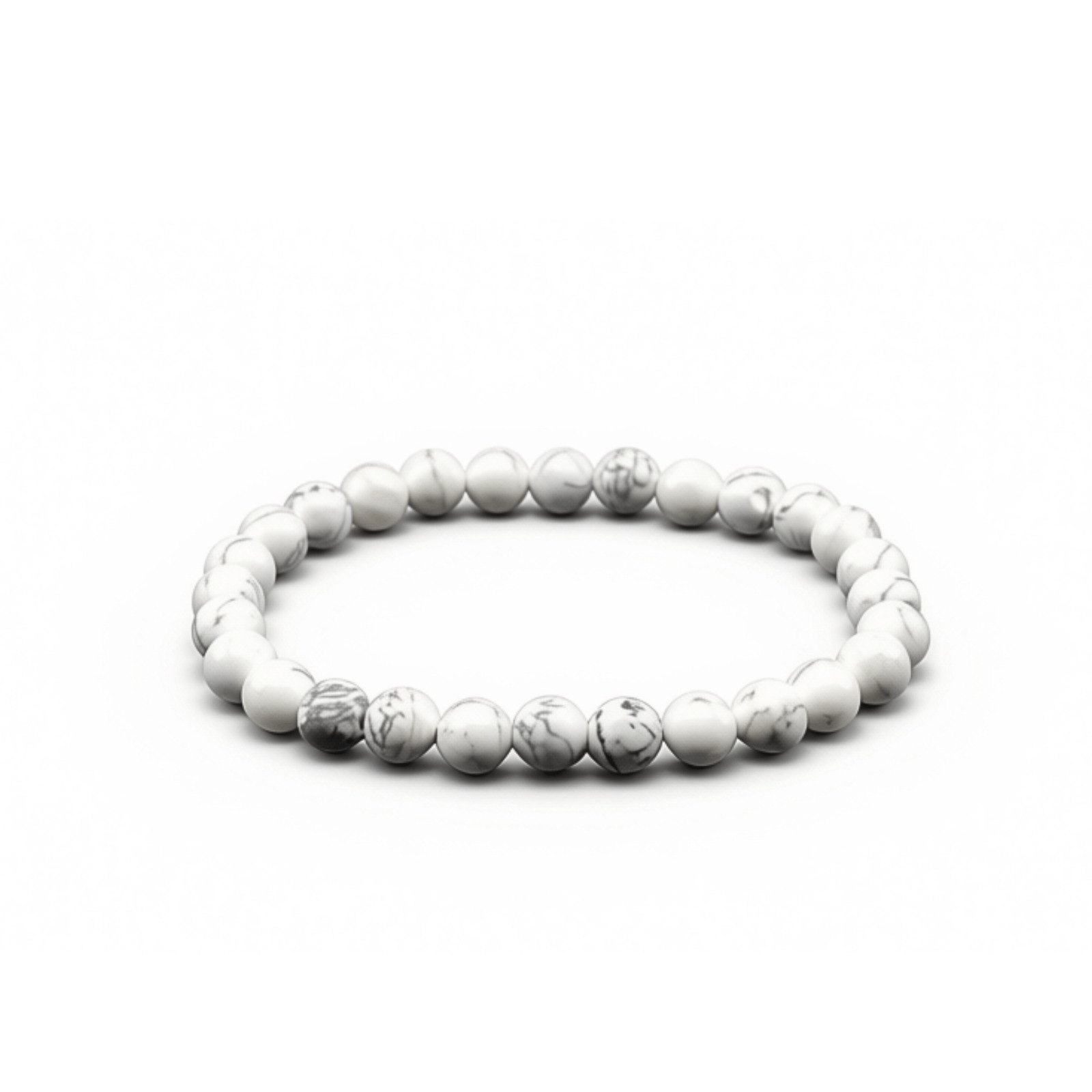 White Howlite bracelet beads - 6mm
